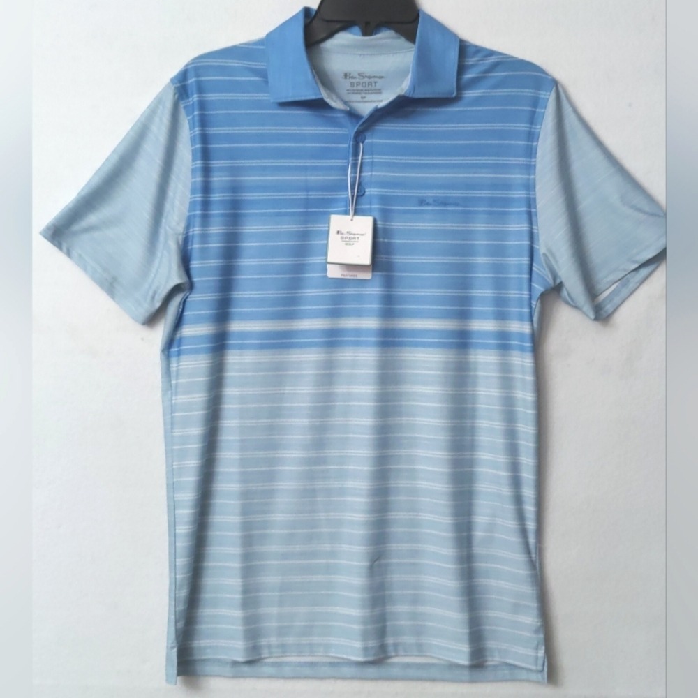Men's Ben Sherman Stripe Blue Sport Polo‎ Golf Short Sleeve. A6 Size S/P